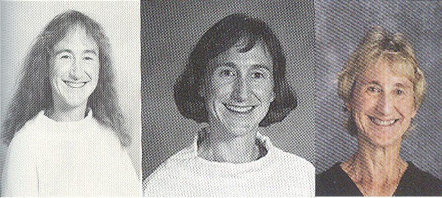 Yearbook photos of  Felicity Francis exemplify how hairstyles have changed throughout the
years. All three have been teaching at LCHS since the 1980s.
Teachers routinely have their pictures taken for the yearbook each
year. Photos courtesy of the Lord Loudoun yearbook.