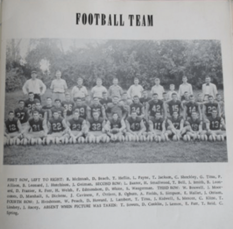 The 1955 football team pictured in the LCHS yearbook. Photo courtesy of Tonya Dagstani.