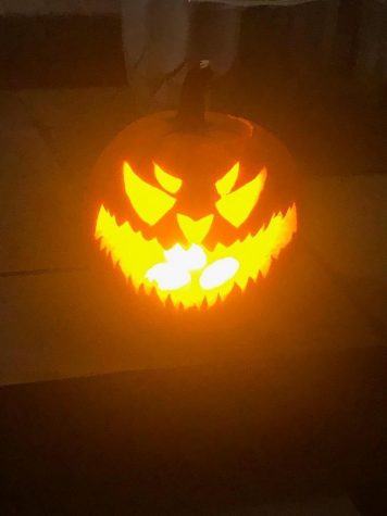 Junior Mac Mcknight’s spooky pumpkin from a past pumpkin carving contest with his family. Photo courtesy of Mac McKnight. 