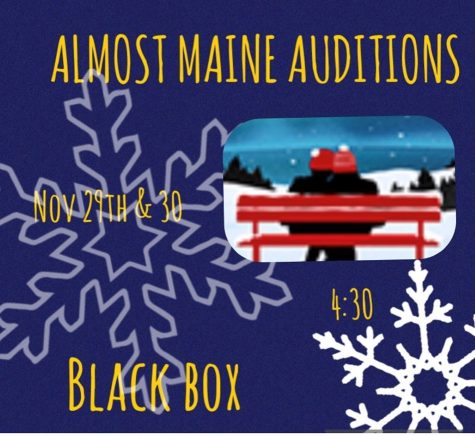 A poster made by the Captains Playhouse advertising their production of Almost Maine. Students can sign up through the link tree on their Instagram page. 