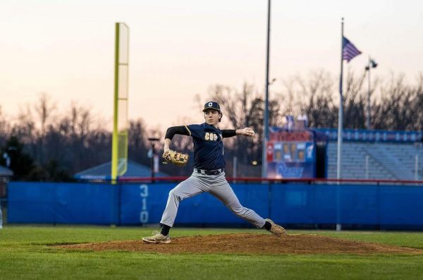 Senior Jack Beard pitches in a game at Riverside on March 11. Beard has recently committed to Marymount University to play Division III baseball.