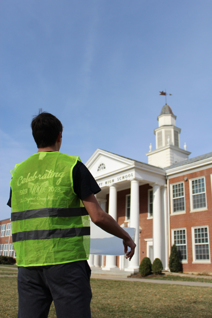 A construction worker, clearly blissfully unaware of the crime he is committing. Current plans set by the school board have County being demolished this summer. 