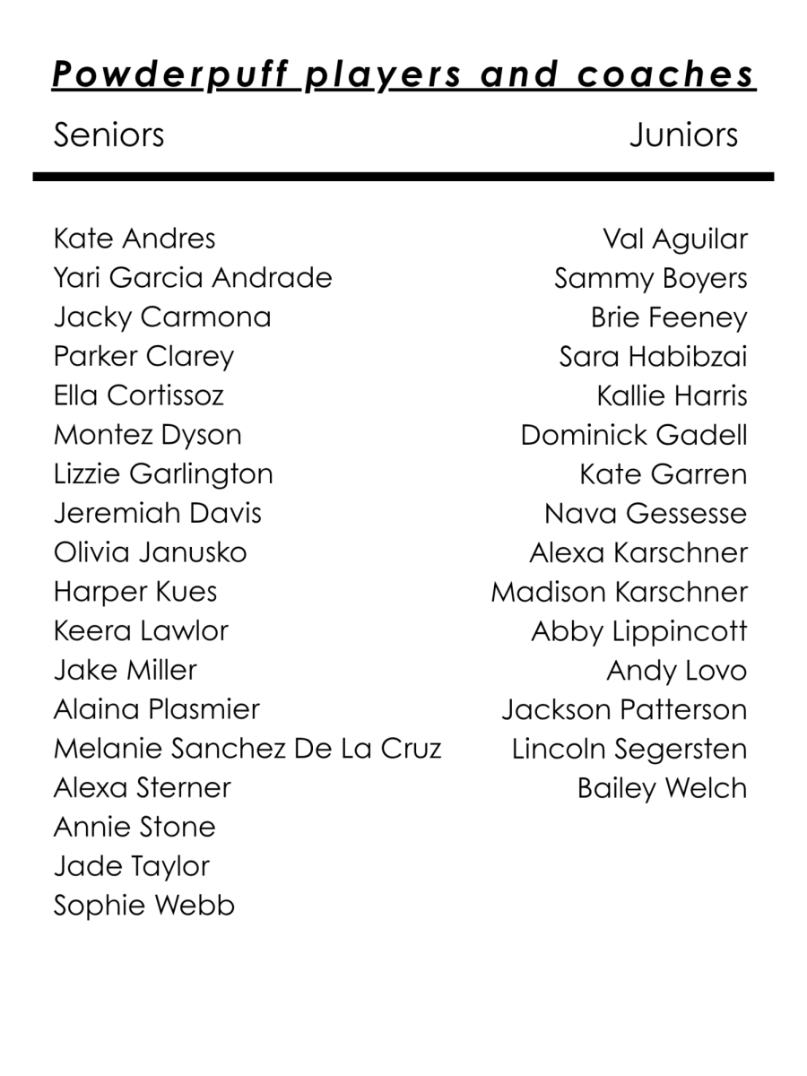 The roster for this year's powderpuff game.